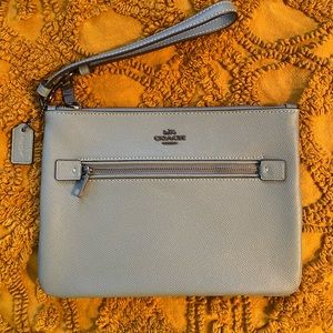 Baby blue coach clutch